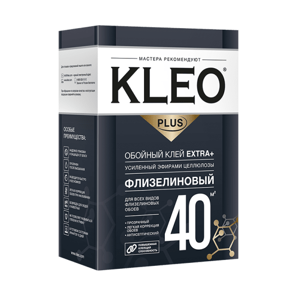 Клей обойный  "KLEO EXTRA PLUS 40" для флизелиновых обоев, (40 м2), 240 гр