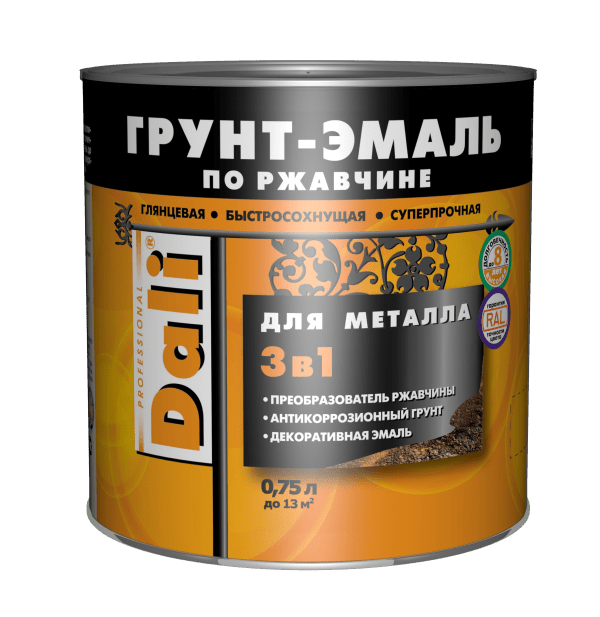Грунт-эмаль по ржавчине "DALI", "3 в 1"